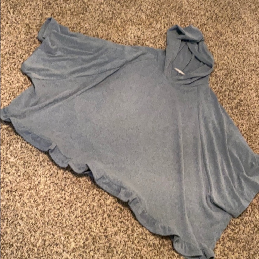 Blue gray hooded poncho
